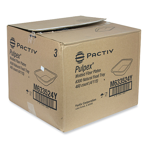 Pactiv EarthChoice Pulpex Steep Wall Food Tray, 9.13 x 6.88 x 1.75, Natural, Paper, 460/Carton (M633524Y)