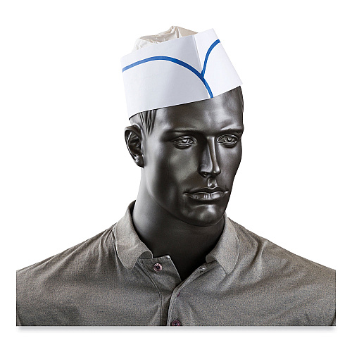 AmerCareRoyal Classy Cap, Crepe Paper, Adjustable, One Size Fits All, White/Blue Stripe, 100 Caps/Pack, 10 Packs/Carton (RCC2)