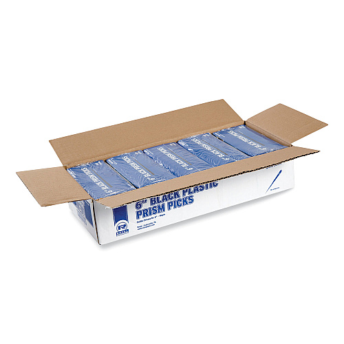 AmerCareRoyal Prism Picks, Plastic, 6", Black, 500/Box, 5 Boxes/Carton (RP1496BK)