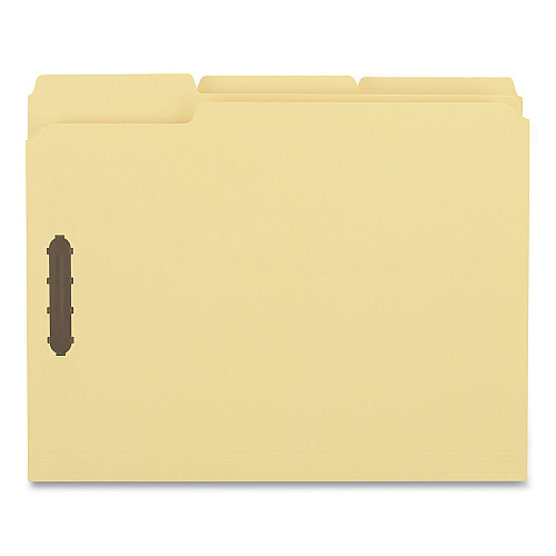 Universal Deluxe Reinforced Top Tab Fastener Folders, 0.75" Expansion, 2 Fasteners, Letter Size, Yellow Exterior, 50/Box (UNV13524)