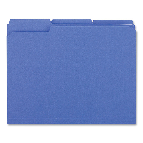 Universal Reinforced Top-Tab File Folders, 1/3-Cut Tabs: Assorted, Letter Size, 1" Expansion, Blue, 100/Box (UNV16161)