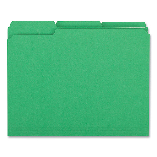 Universal Reinforced Top-Tab File Folders, 1/3-Cut Tabs: Assorted, Letter Size, 1" Expansion, Green, 100/Box (UNV16162)