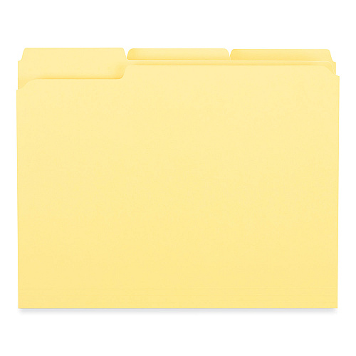 Universal Reinforced Top-Tab File Folders, 1/3-Cut Tabs: Assorted, Letter Size, 1" Expansion, Yellow, 100/Box (UNV16164)