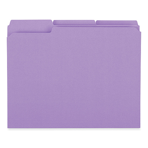 Universal Reinforced Top-Tab File Folders, 1/3-Cut Tabs: Assorted, Letter Size, 1" Expansion, Violet, 100/Box (UNV16165)