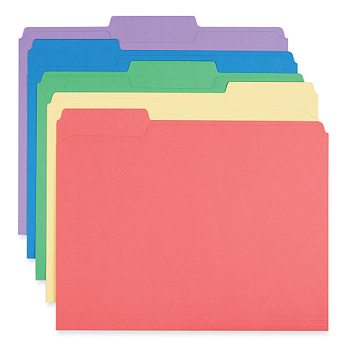 Universal Reinforced Top-Tab File Folders, 1/3-Cut Tabs: Assorted, Letter Size, 1" Expansion, Assorted Colors, 100/Box (UNV16166)