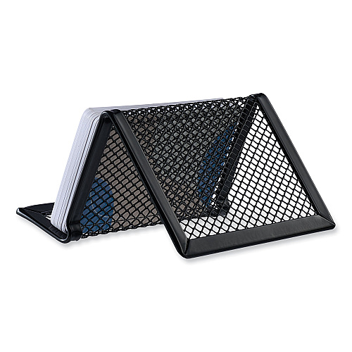 Universal Mesh Metal Business Card Holder, Holds 50 2.25 x 4 Cards, 3.78 x 3.38 x 2.13, Black (UNV20005)
