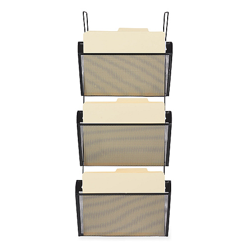 Universal Mesh Three-Pack Wall Files, 3 Sections, Letter Size, 14.13" x 3.38" x 8.5", Black (UNV20011)