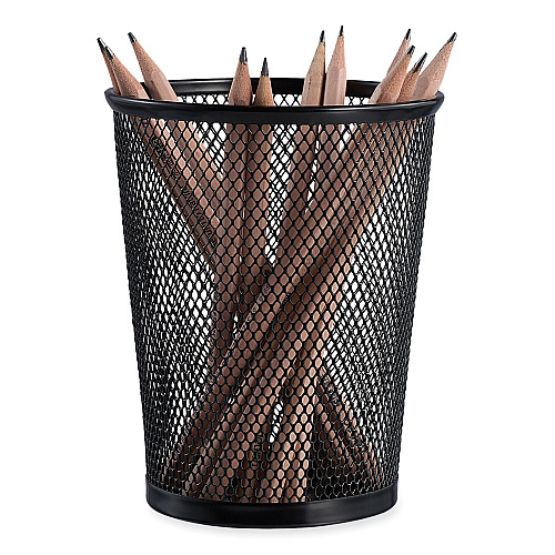 Universal Jumbo Steel Mesh Pencil Cup, 4.38" Diameter x 5.38"h, Black (UNV20013)