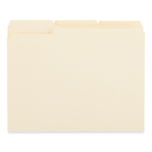 Universal Reinforced Top Tab File Folders, 1/3-Cut Tabs: Assorted, Letter Size, 0.75" Expansion, Manila, 250/Carton (UNV18102)