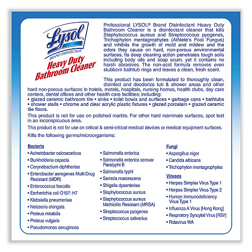 Lysol Disinfectant Heavy-Duty Bathroom Cleaner Concentrate, Lime, 1 gal Bottle (94201EA)