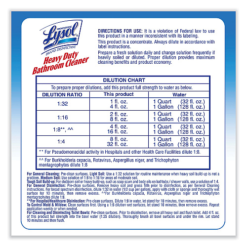 Lysol Disinfectant Heavy-Duty Bathroom Cleaner Concentrate, Lime, 1 gal Bottle (94201EA)