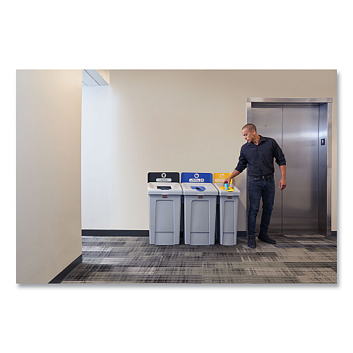 Rubbermaid Commercial Slim Jim Recycling Station 1-Stream, Landfill Recycling Station, 33 gal, Resin, Gray (2171554)