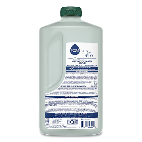 Seventh Generation Natural Dishwashing Liquid, Free and Clear, 50 oz Bottle, 3/Carton (22724CT)