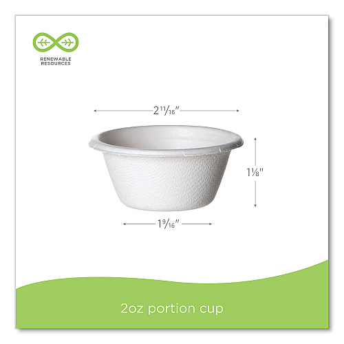 Eco-Products Molded Fiber Portion Cups, 2 oz, White, 2,500/Carton (EPSPC2)