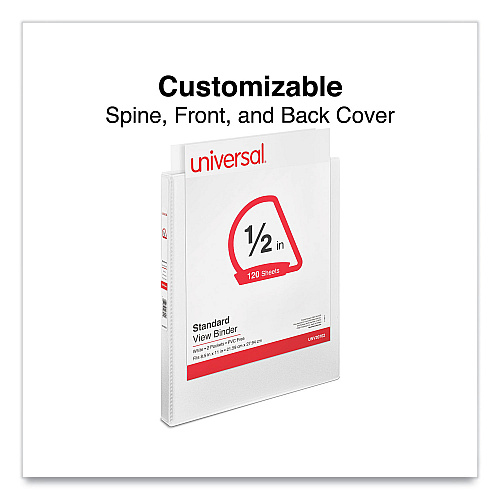 Universal Slant D-Ring View Binder, 3 Rings, 0.5" Capacity, 11 x 8.5, White (UNV20702)