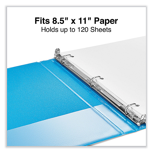 Universal Slant D-Ring View Binder, 3 Rings, 0.5" Capacity, 11 x 8.5, Light Blue (UNV20703)