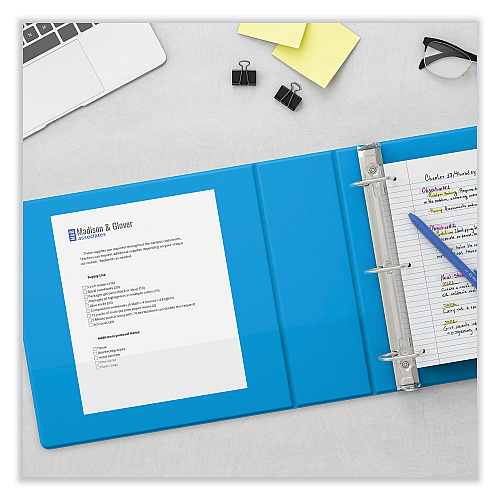 Universal Slant D-Ring View Binder, 3 Rings, 0.5" Capacity, 11 x 8.5, Light Blue (UNV20703)