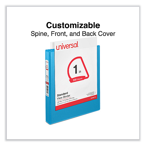 Universal Slant D-Ring View Binder, 3 Rings, 1" Capacity, 11 x 8.5, Light Blue (UNV20713)
