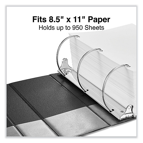 Universal Deluxe Non-View D-Ring Binder with Label Holder, 3 Rings, 5" Capacity, 11 x 8.5, Black (UNV20714)