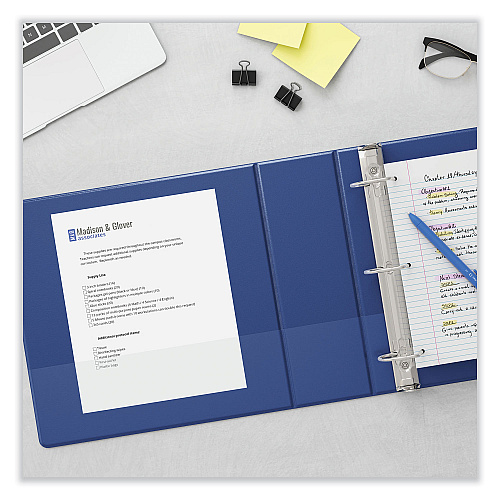 Universal Slant D-Ring View Binder, 3 Rings, 0.5" Capacity, 11 x 8.5, Navy Blue (UNV20717)