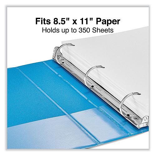 Universal Slant D-Ring View Binder, 3 Rings, 1.5" Capacity, 11 x 8.5, Light Blue (UNV20723)