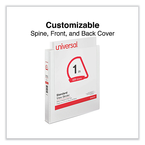 Universal Slant D-Ring View Binder, 3 Rings, 1" Capacity, 11 x 8.5, White (UNV20742)
