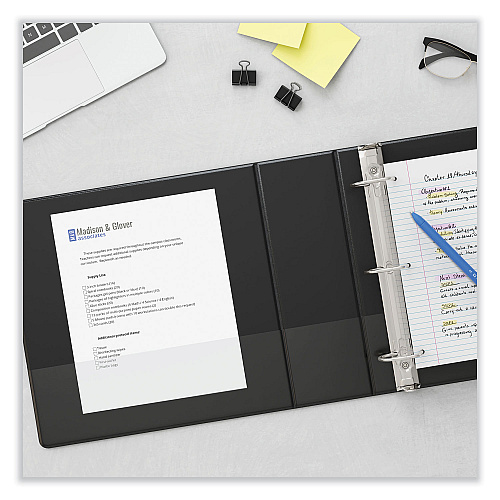 Universal Slant D-Ring View Binder, 3 Rings, 1.5" Capacity, 11 x 8.5, Black (UNV20743)