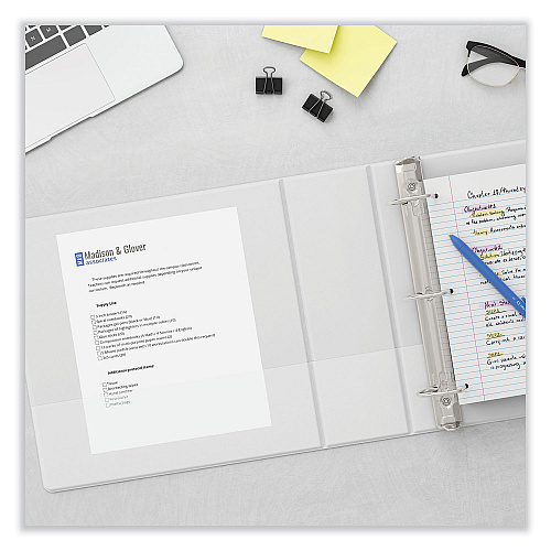 Universal Slant D-Ring View Binder, 3 Rings, 1.5" Capacity, 11 x 8.5, White (UNV20744)