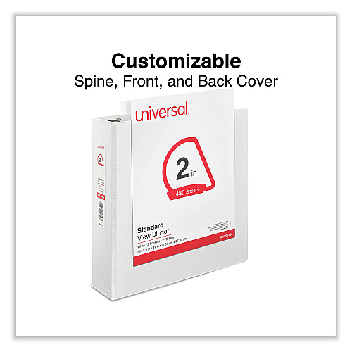 Universal Slant D-Ring View Binder, 3 Rings, 2" Capacity, 11 x 8.5, White (UNV20746)