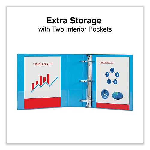 Universal Slant D-Ring View Binder, 3 Rings, 3" Capacity, 11 x 8.5, Light Blue (UNV20753)