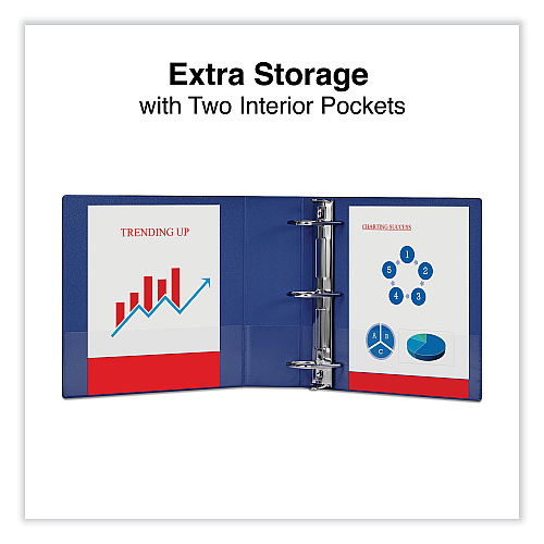 Universal Slant D-Ring View Binder, 3 Rings, 3" Capacity, 11 x 8.5, Navy Blue (UNV20754)
