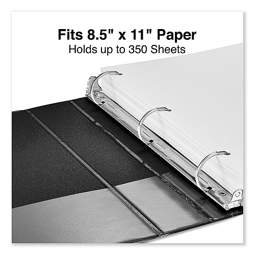 Universal Deluxe Non-View D-Ring Binder with Label Holder, 3 Rings, 1.5" Capacity, 11 x 8.5, Black (UNV20771)