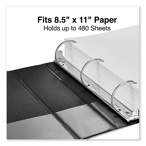 Universal Deluxe Non-View D-Ring Binder with Label Holder, 3 Rings, 2" Capacity, 11 x 8.5, Black (UNV20781)