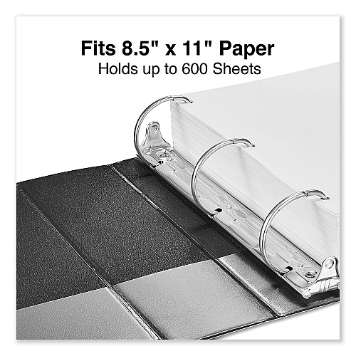 Universal Deluxe Non-View D-Ring Binder with Label Holder, 3 Rings, 3" Capacity, 11 x 8.5, Black (UNV20791)