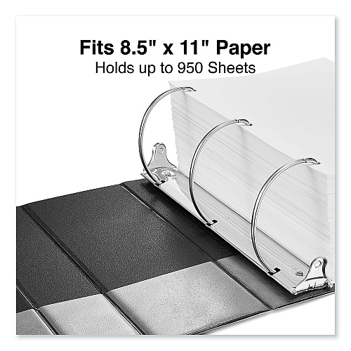 Universal Slant D-Ring View Binder, 3 Rings, 5" Capacity, 11 x 8.5, Black (UNV20998)