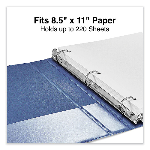 Universal Slant D-Ring View Binder, 3 Rings, 1" Capacity, 11 x 8.5, Navy Blue (UNV207410)