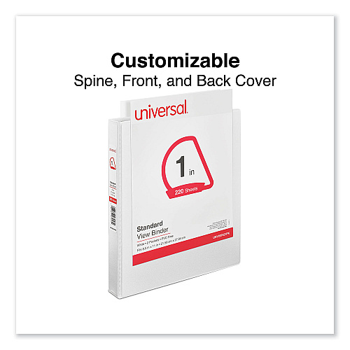 Universal Slant D-Ring View Binder, 3 Rings, 1" Capacity, 11 x 8.5, White, 12/Carton (UNV207421PK)
