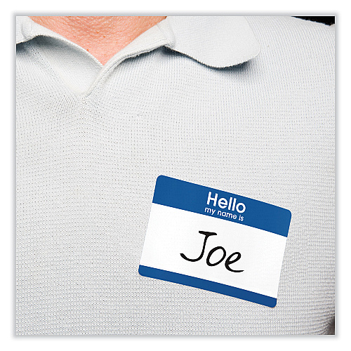 Avery Printable Adhesive Name Badges, 3.38 x 2.33, Blue "Hello", 100/Pack (5141)