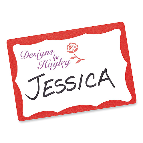 Avery Printable Adhesive Name Badges, 3.38 x 2.33, Red Border, 100/Pack (5143)