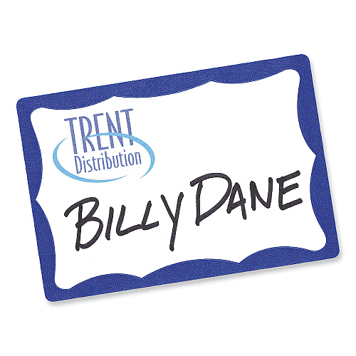 Avery Printable Adhesive Name Badges, 3.38 x 2.33, Blue Border, 100/Pack (5144)