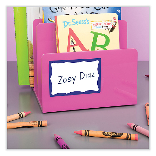 Avery Printable Adhesive Name Badges, 3.38 x 2.33, Blue Border, 100/Pack (5144)