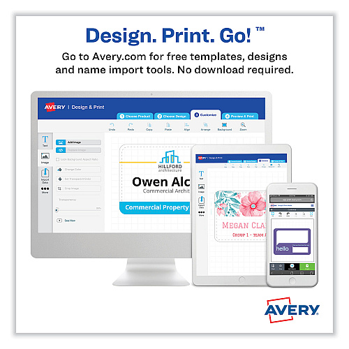 Avery Printable Adhesive Name Badges, 3.38 x 2.33, White, 100/Pack (5147)