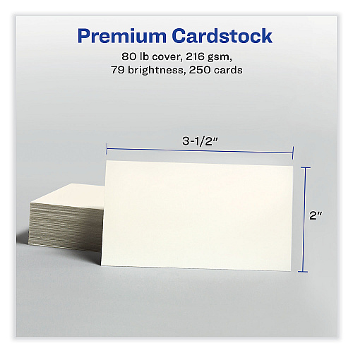 Avery Printable Microperforated Business Cards w/Sure Feed Technology, Laser, 2 x 3.5, Ivory, 250 Cards, 10/Sheet, 25 Sheets/Pack (5376)
