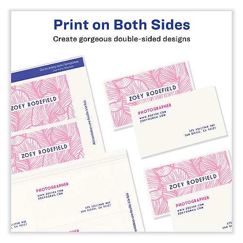 Avery Printable Microperforated Business Cards w/Sure Feed Technology, Laser, 2 x 3.5, Ivory, 250 Cards, 10/Sheet, 25 Sheets/Pack (5376)