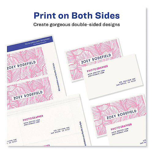 Avery Printable Microperforated Business Cards w/Sure Feed Technology, Laser, 2 x 3.5, White, 2,500 Cards, 10/Sheet, 250 Sheets/Box (5911)