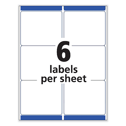 Avery Removable Multi-Use Labels, Inkjet/Laser Printers, 3.33 x 4, White, 6/Sheet, 25 Sheets/Pack (6464)