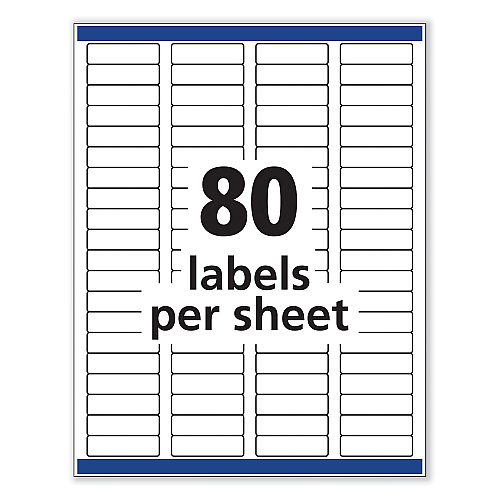 Avery Removable Multi-Use Labels, Inkjet/Laser Printers, 0.5 x 1.75, White, 80/Sheet, 25 Sheets/Pack (6467)