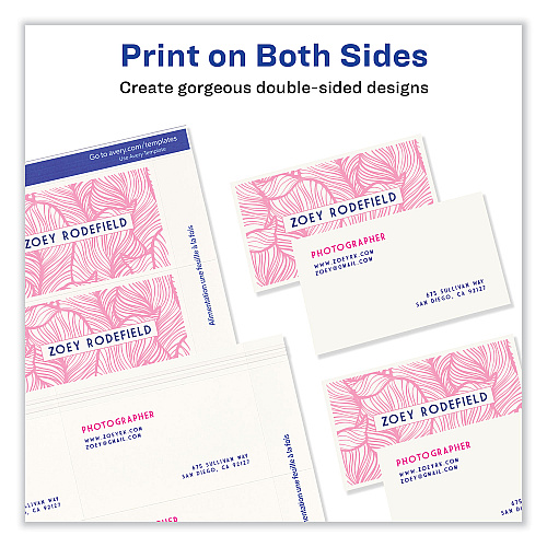 Avery Printable Microperforated Business Cards w/Sure Feed Technology, Inkjet, 2 x 3.5, White,  250 Cards, 10/Sheet, 25 Sheets/Pack (8371)