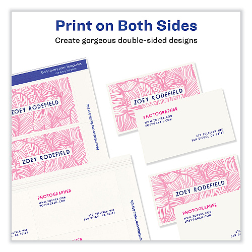 Avery Printable Microperforated Business Cards w/Sure Feed Technology, Inkjet, 2 x 3.5, Ivory, 250 Cards, 10/Sheet, 25 Sheets/Pack (8376)