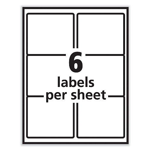 PRES-a-ply Labels, Laser Printers, 3.33 x 4, White, 6/Sheet, 100 Sheets/Box (30604)